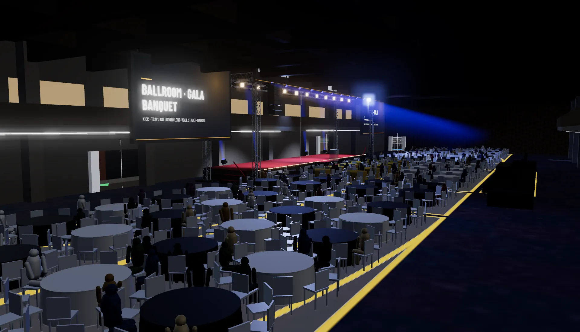 A gala banquet in the KICC Tsavo Ballroom, designed in Event Map by VenueScout