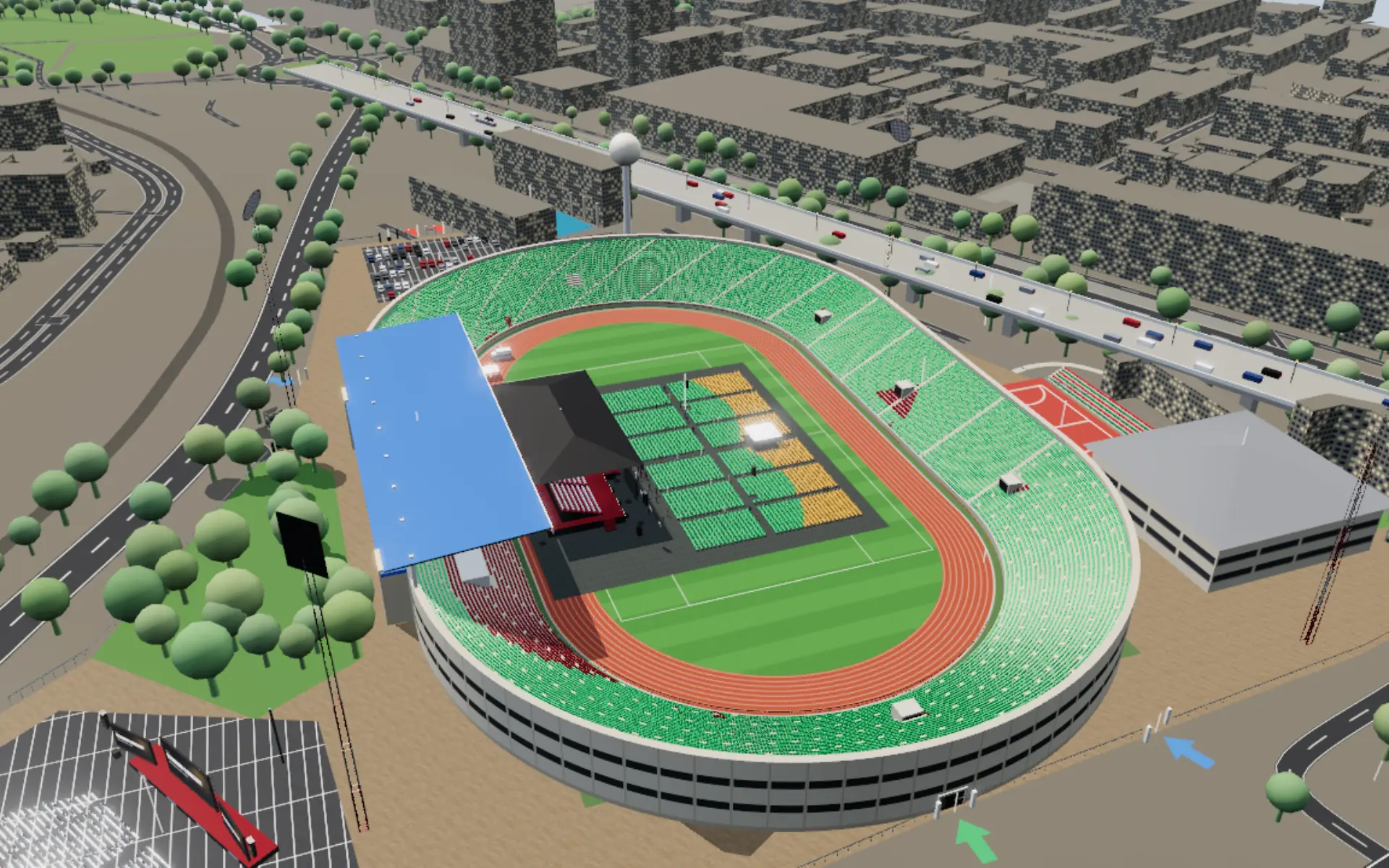 The stadium seat map from above by day