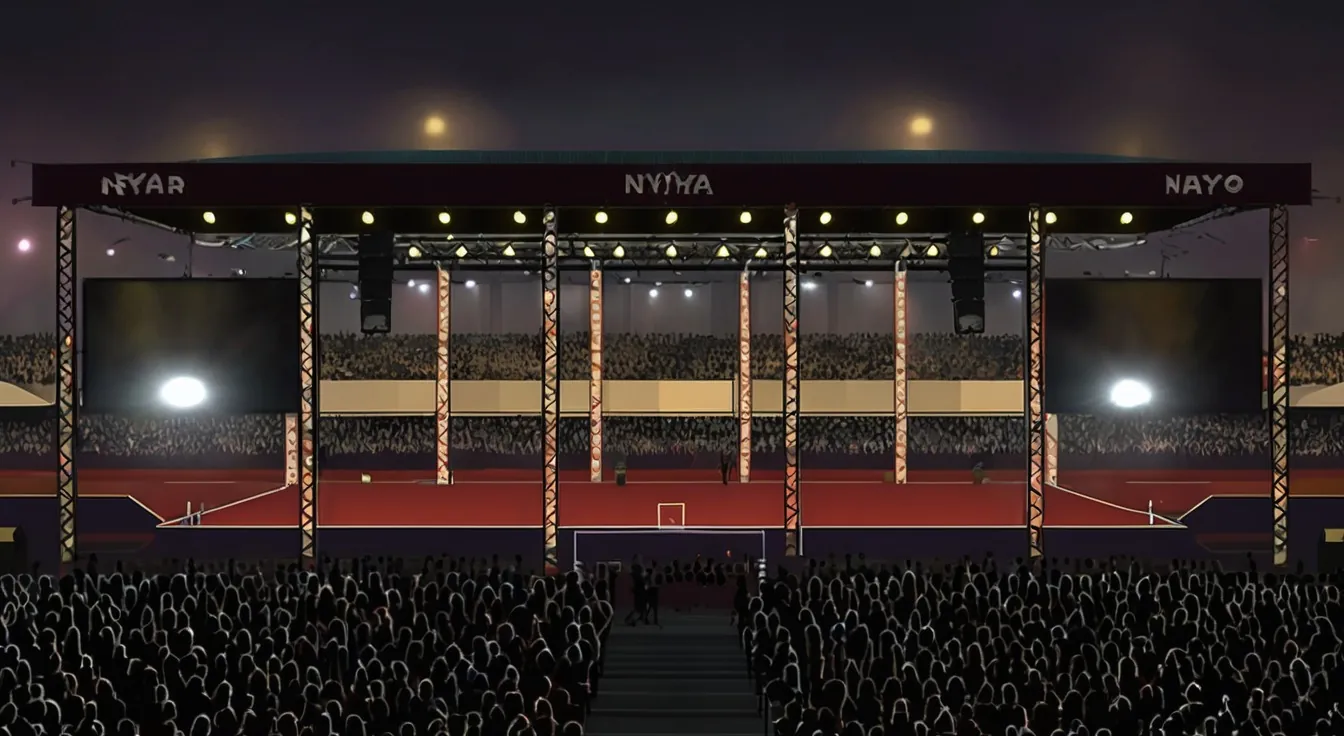 An AI illustration of the concert painted from the 3D view at the sound desk